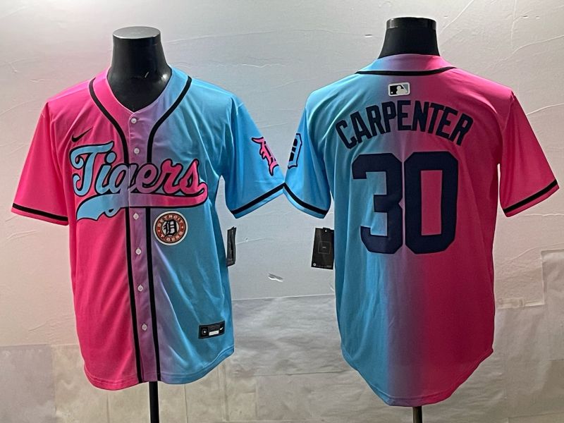 Men 2025 Detroit Tigers #30 Carpenter Blue pink Game Nike MLB Jersey style 08